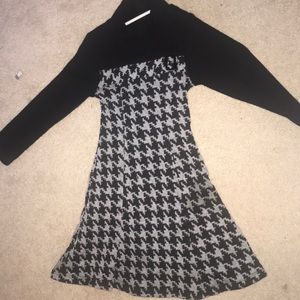 Black and gray turtle neck dress